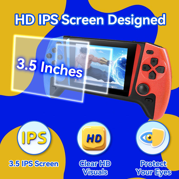 Colourbing Q21 Handheld Games Consoles – 3.5" Portable Mini,Two Players Battle,Built-in 500 Retro Games,1020mAh Rechargeable Battery–Great Retro Games Console for Adults,Teens Birthday and Party Gifts