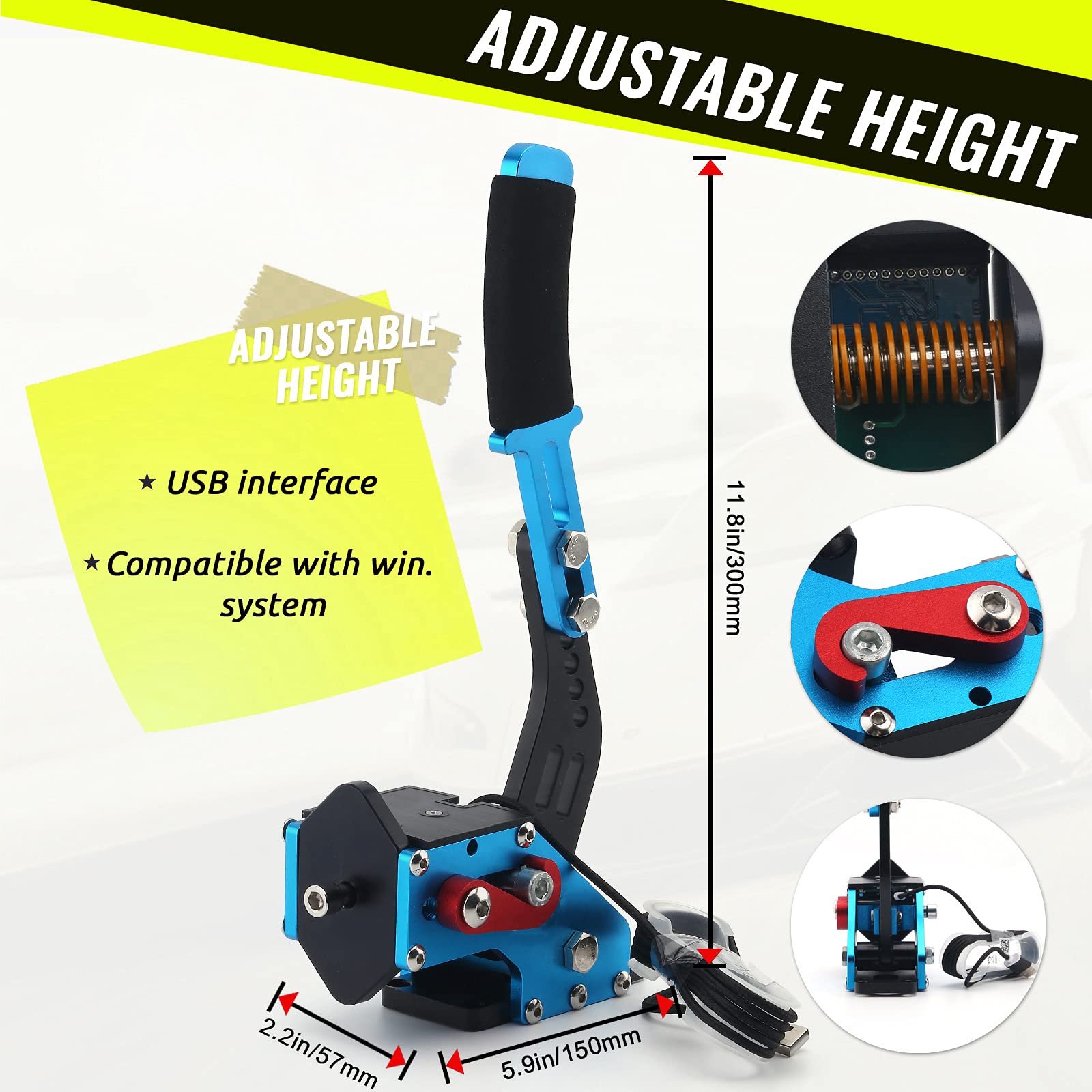 muge racing 64Bit PC USB Handbrake with Clamp for SIM Racing Games Logitech G27 G25 G29 T500 T300 FANATECOSW LFS DIRT RALLY.2, Red