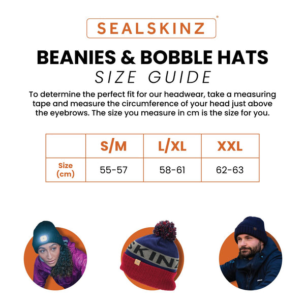 SEALSKINZ | Foulden | Water Repellent Cold Weather Unisex Bobble Beanie Hat | Lightweight & Breathable