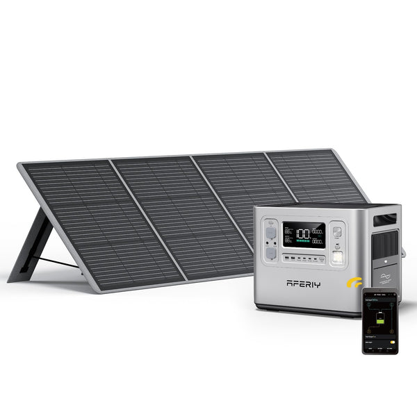 AFERIY Portable Power Station 2400W, 2048Wh Solar Power Station Control Via App, 13 Output Ports, 4 Input Ways, 3x 230V AC Outlets, LiFePO4 Battery, Solar Generator for Travel/Camping/Home Backup
