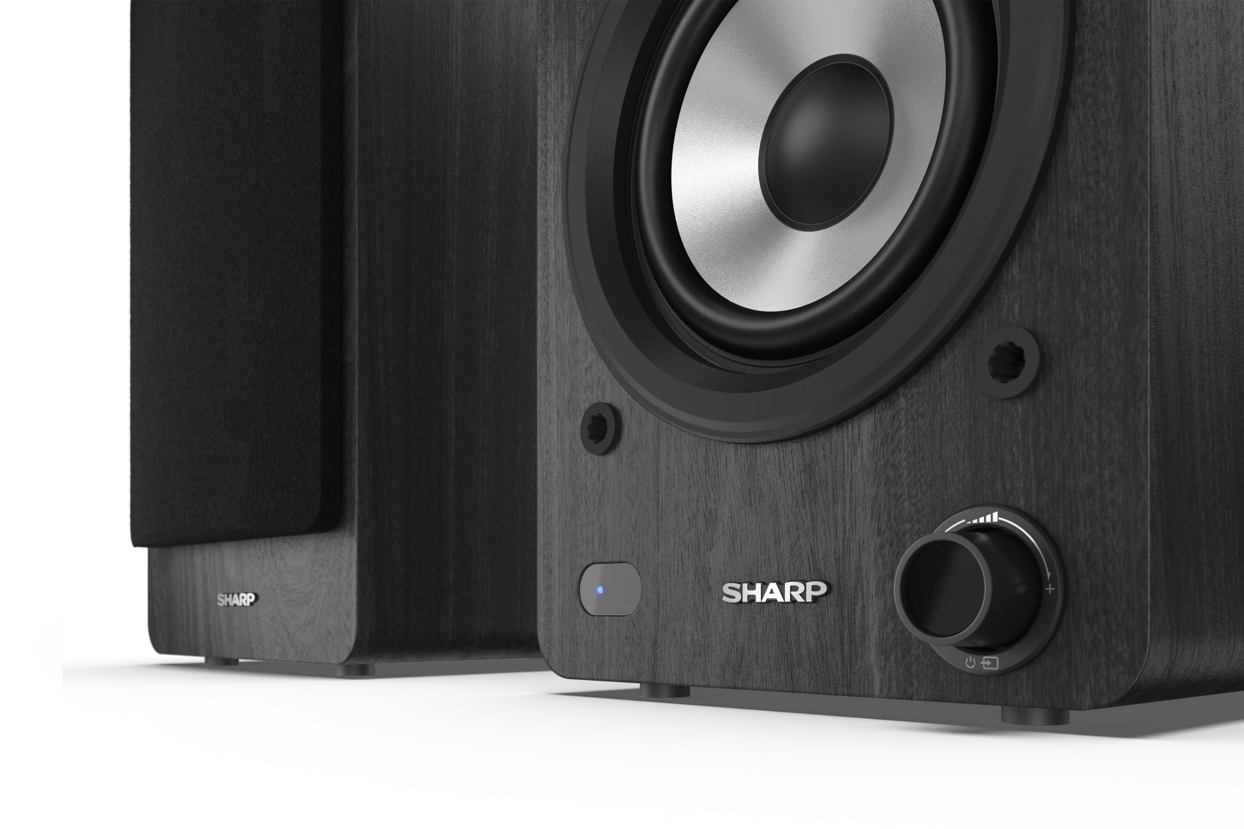 Sharp CP-SS30(BR) 60W RMS (2x 30W) 2-way Active Bookshelf Speakers - Wireless Studio Monitors with Bluetooth v5.0 Audio Streaming, USB Playback, Optical, AUX & RCA input - Brown