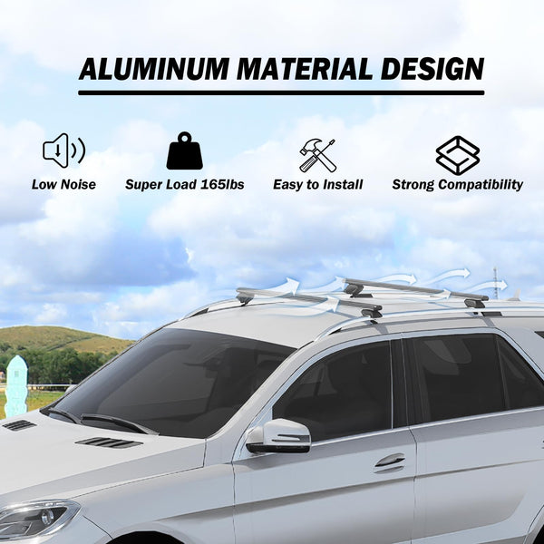 COWVIE 135cm Roof Rack Cross Bars, Adjustable Aluminum Roof Bars, Fits Most Existing Raised Side Rails with Gap - White