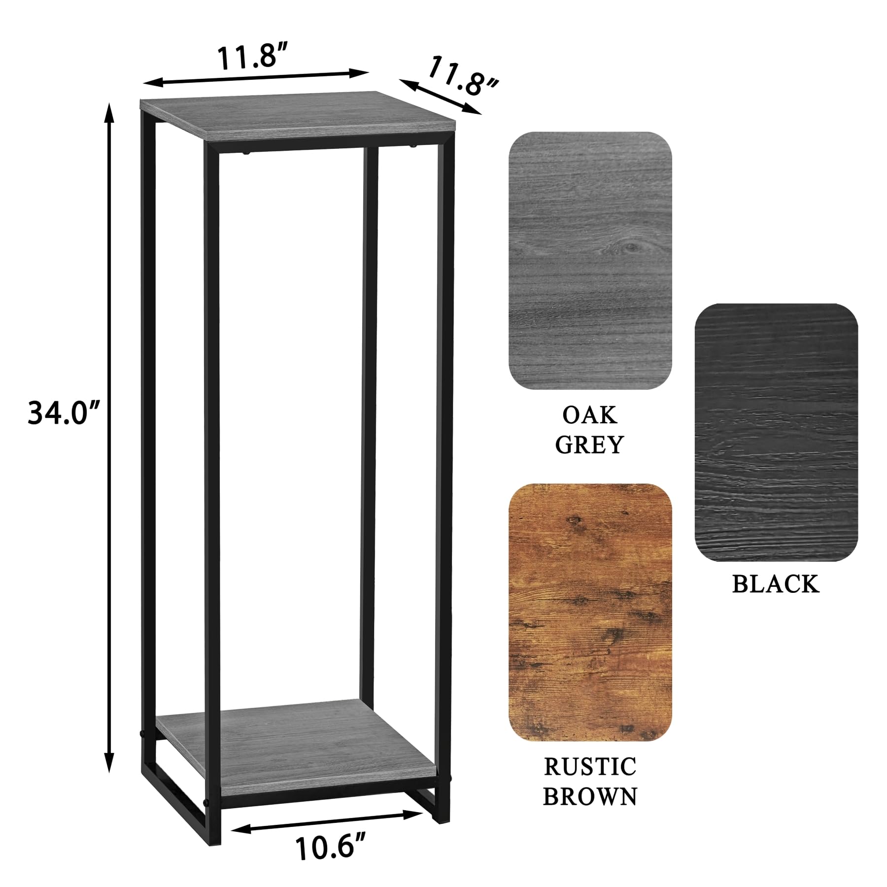 JEPRECO 34" Tall Plant Stand Indoor, 2-Tier Modern Plant Shelf, Corner Flower Pot Holder Organizer for Living Room Balcony Patio Garden (Oak Grey)