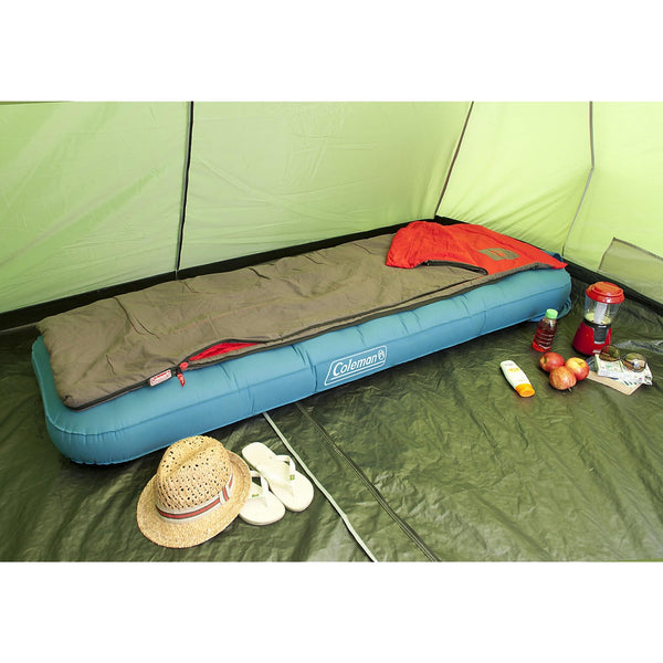 Coleman Luftbett Extra langlebiges Einzelbett/Doppelbett, Campingbett, Beflocktes Einzel-/Doppel-Luftbett, aufblasbare Luftmatratze, stabiles und langlebiges Komfortbett für den Innen und Außenbereich