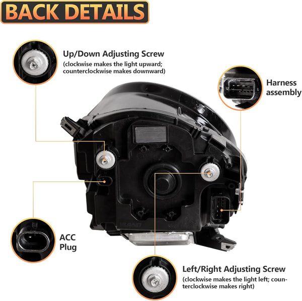 VLAND Full LED Headlight Compatible with Mini Clubman F54 & F55 F56 Hatch F57 convertible halogen 2014-2020, w/sequential indicator, Driver & Passenger Side, RHD