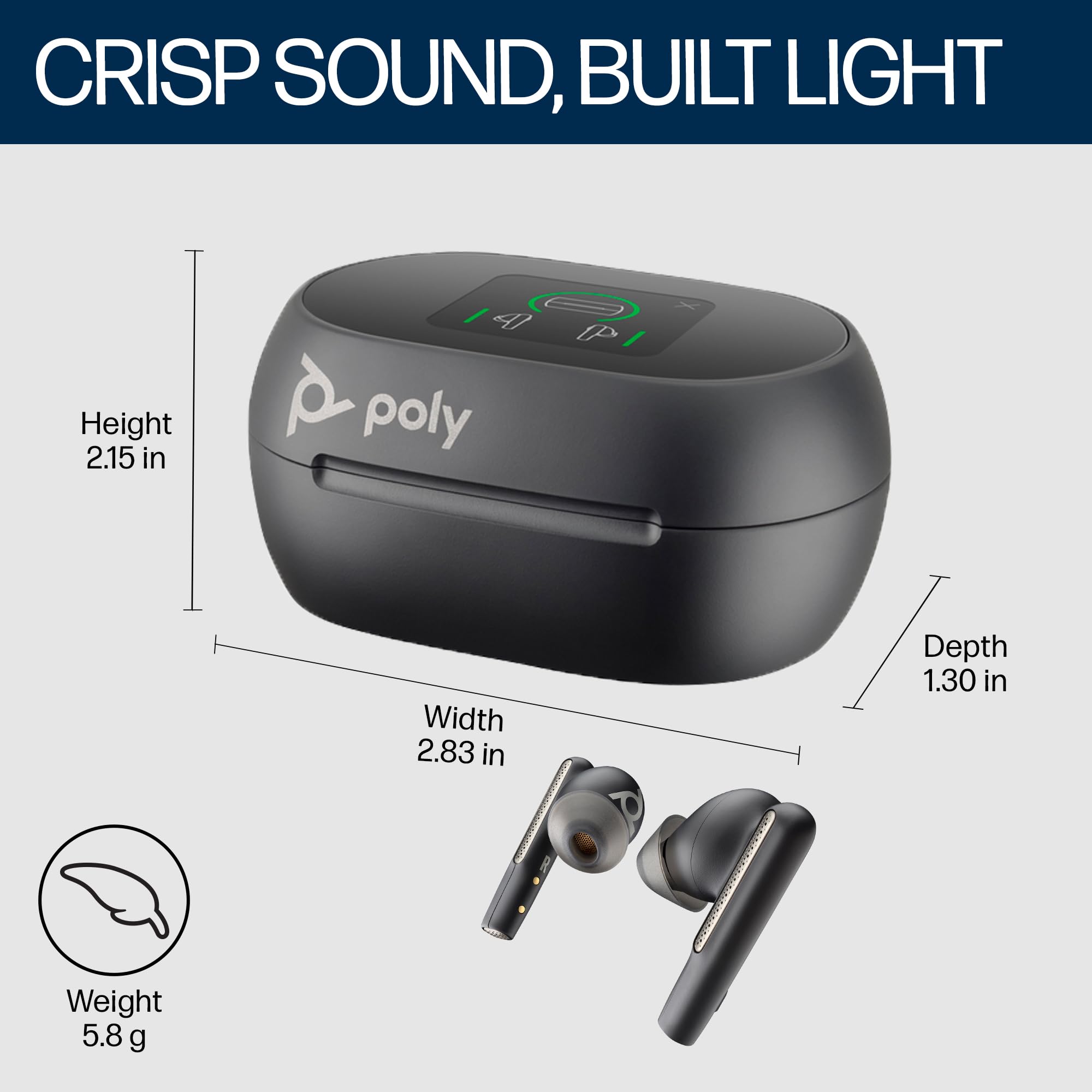 Poly Voyager Free 60+ UC true wireless earbuds (Plantronics) – Noise-canceling mics for clear calls – ANC – Smart charge case w/touch controls–Compatible w/iPhone, Android, PC/Mac, Zoom, Teams