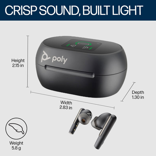Poly Voyager Free 60+ UC true wireless earbuds (Plantronics) – Noise-canceling mics for clear calls – ANC – Smart charge case w/touch controls–Compatible w/iPhone, Android, PC/Mac, Zoom, Teams