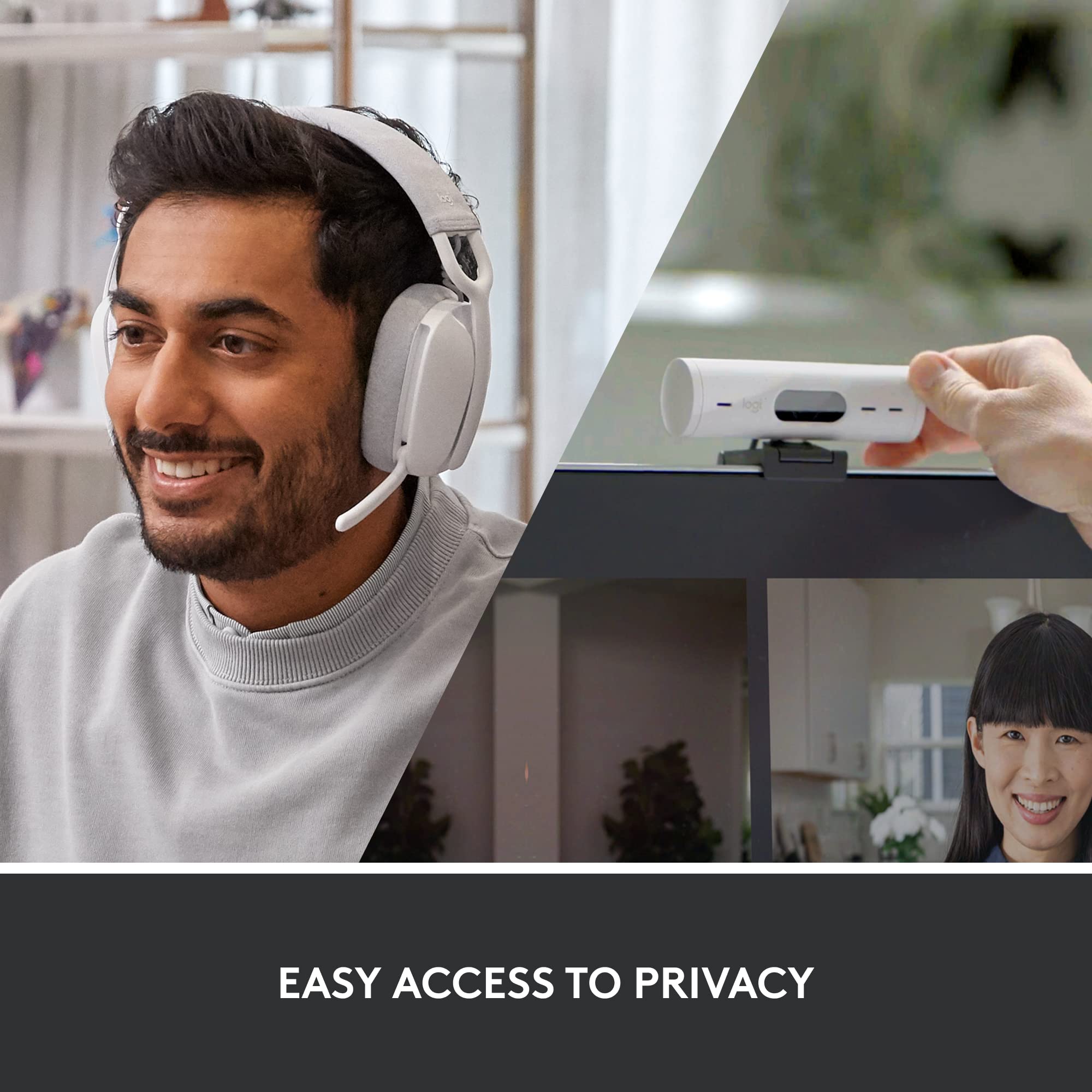 Logitech Brio 500 Full HD Webcam with Auto Light Correction, show Mode, Dual Noise Reduction Mics, Webcam Privacy Cover, Works with Microsoft Teams, Google Meet, Zoom, USB-C Cable, Streaming - White