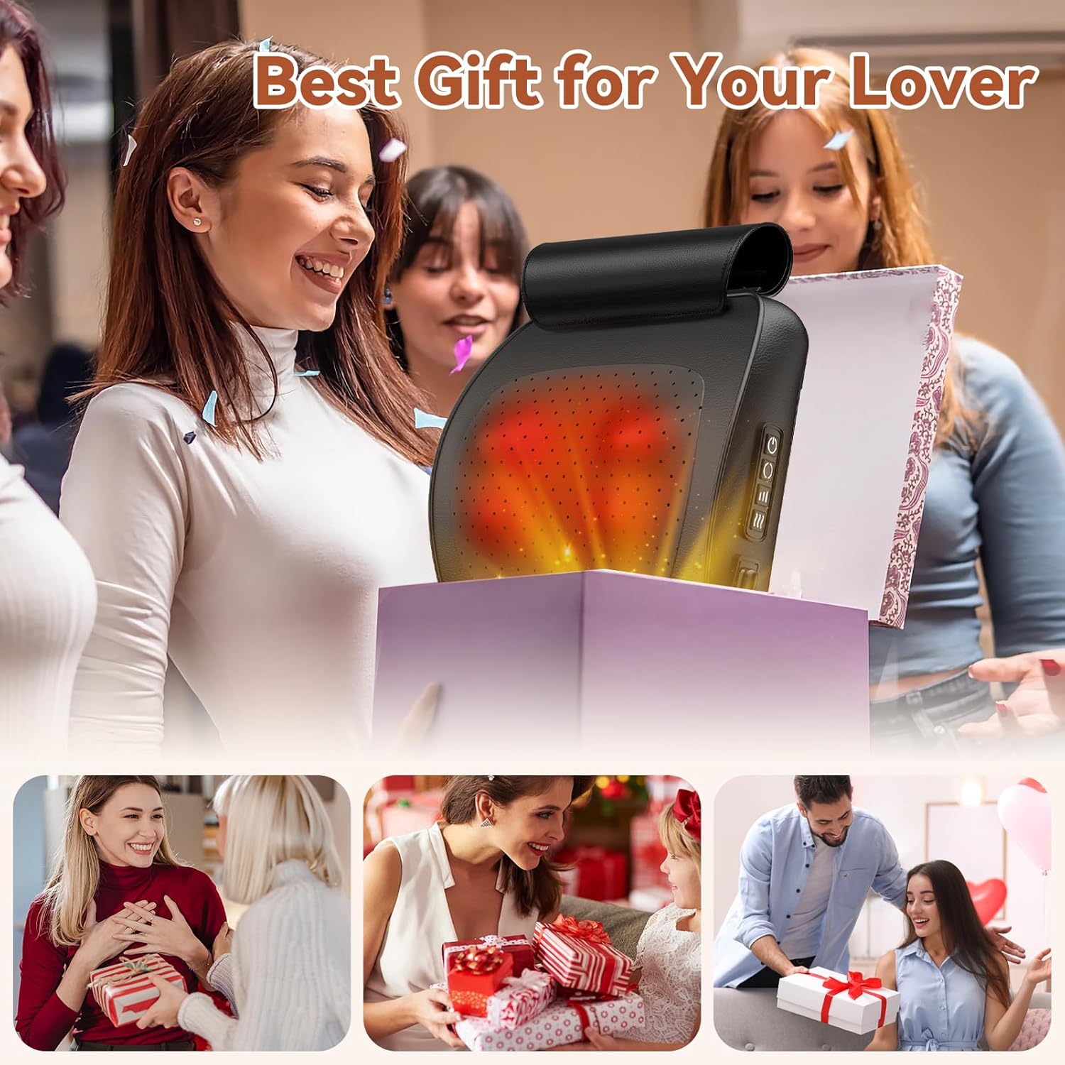 Back Massager, WERTYI Neck and Back Massager with Heat, Deep Tissue 3D Kneading Shiatsu Massage Pillow for Body, Shoulder, Foot and Leg, Christmas Gifts for Women and Men - Remote Control