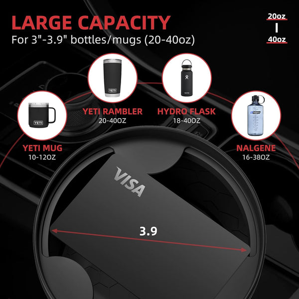 DYLEN Cup Holder Expander for Cars, Car Cup Holder Expander Adapter with Adjustable Base, Fits Large Drink Bottles 0.5-1.4 L (7.0-10.5 CM)