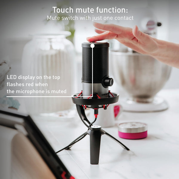 CHERRY UM 3.0, USB Microphone for Podcasts, Streaming, Home Office, Cardioid Characteristic, Headphone Connection, Compatible with PC/Mac/PS4/PS5, Black