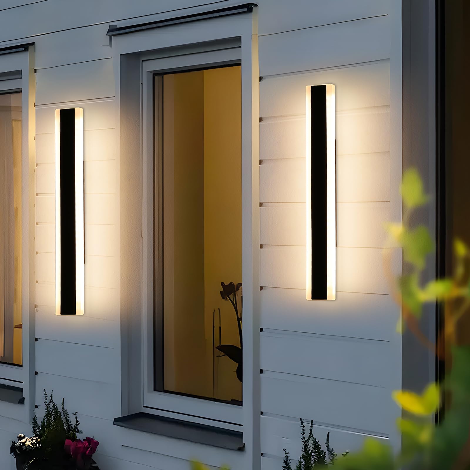 Mikeru 6500k Cool White Outdoor Wall Light, 150cm Modern Porch Wall Light, LED Vertical Long Acrylic Garden Fixture, IP65 Waterproof for Balcony, Living Room, Garage, Patio