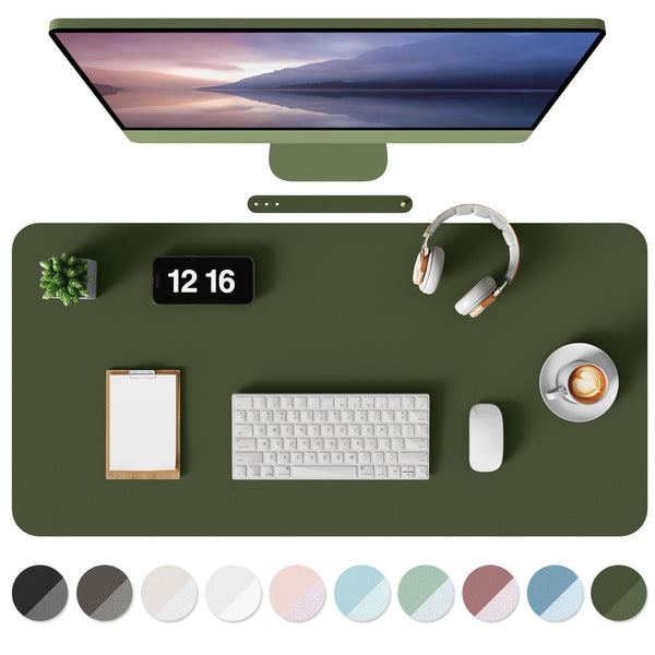 MOLMO Non-Slip Desk Mat, Waterproof Desk Pad Table Protector, Easy Clean Laptop Mat Large Mouse Pad Leather Writing Mat with Suede for Office /Home/Decor (Light Green, 60 x 35 cm)