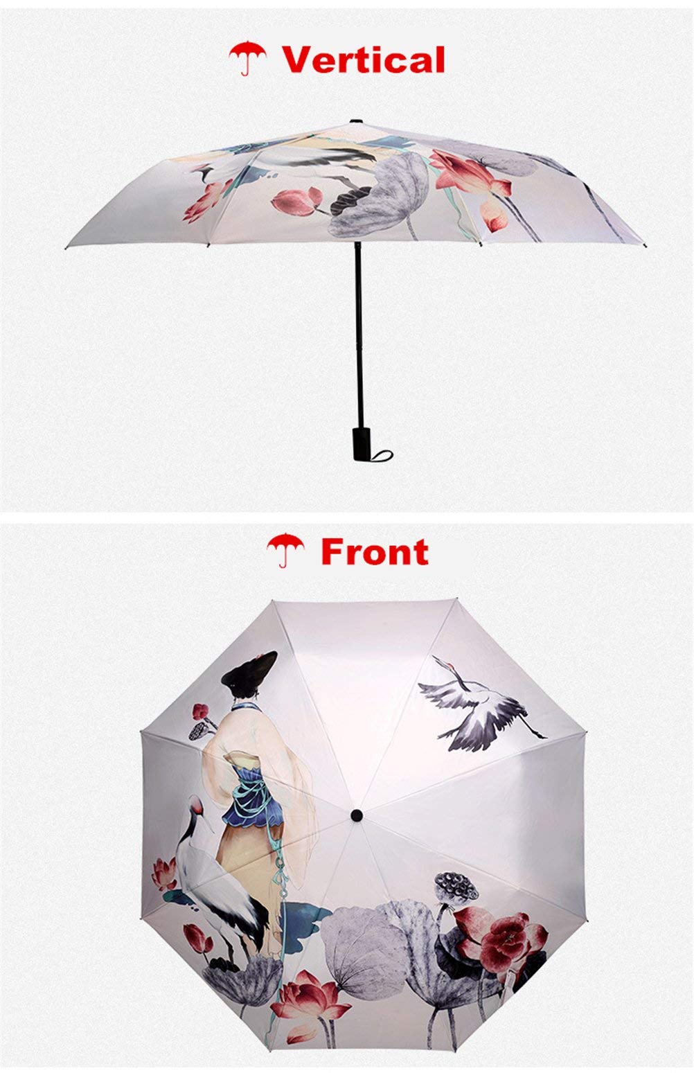 Maibar Umbrella Windproof Strong 24 Ribs Compact Umbrellas Sun UV Protection spf 50 Folding Travel Large Auto Open Close Umbrellas Umbrella (Black)