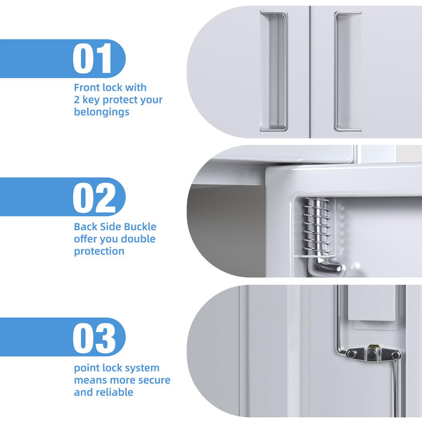 Metal Storage Cabinet with 2 Door and 3 Adjustable Shelves,140X80x40CM Steel Cabinet for Warehouse,Garage,Home,Office,Easy Assemble Required(Black/White)