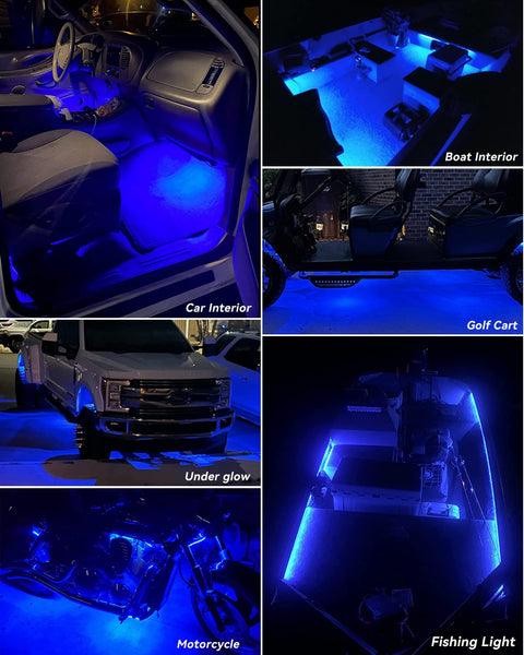 Motorbike Underglow 12V Led Strip Lights Neon Interior Car Lights Connectable Red Led Light Strips 12V for Cars Interior Lights Boat Marine Trucks 4Pack(60cm/24" Red)