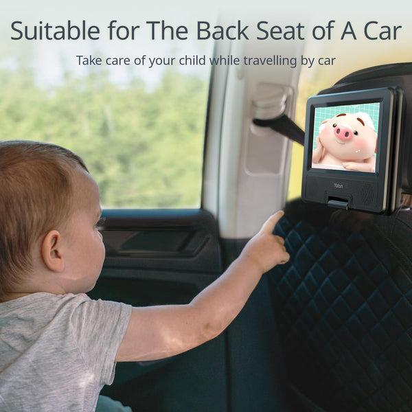 9.5" Portable DVD Player with 7.5" HD Swivel Screen for Car and Kids, 4-6 Hours Working time with Built-in Battery, Headphone/AV-IN/AV-OUT/USB/SD Card [Not Support Blu-ray]