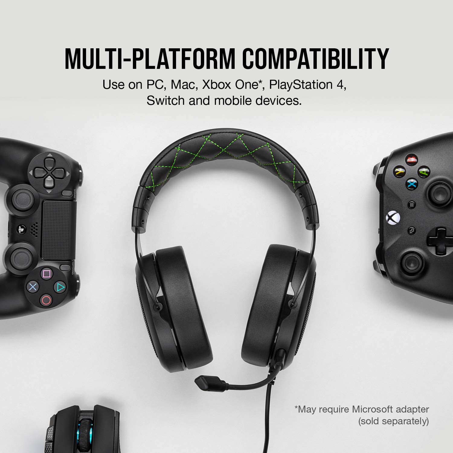 CORSAIR HS55 SURROUND Lightweight Multiplatform Wired Gaming Headset – Dolby 7.1 Surround Sound – iCUE Compatible – PC, Mac, PS5, PS4, Xbox, Nintendo Switch, Mobile – Carbon