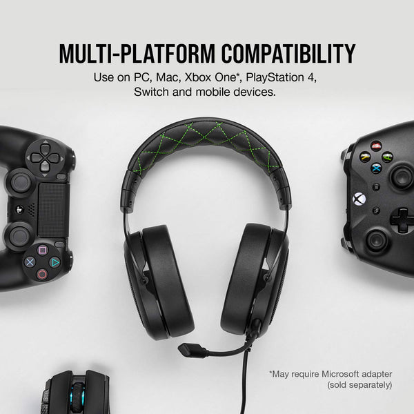 CORSAIR HS55 SURROUND Lightweight Multiplatform Wired Gaming Headset – Dolby 7.1 Surround Sound – iCUE Compatible – PC, Mac, PS5, PS4, Xbox, Nintendo Switch, Mobile – Carbon