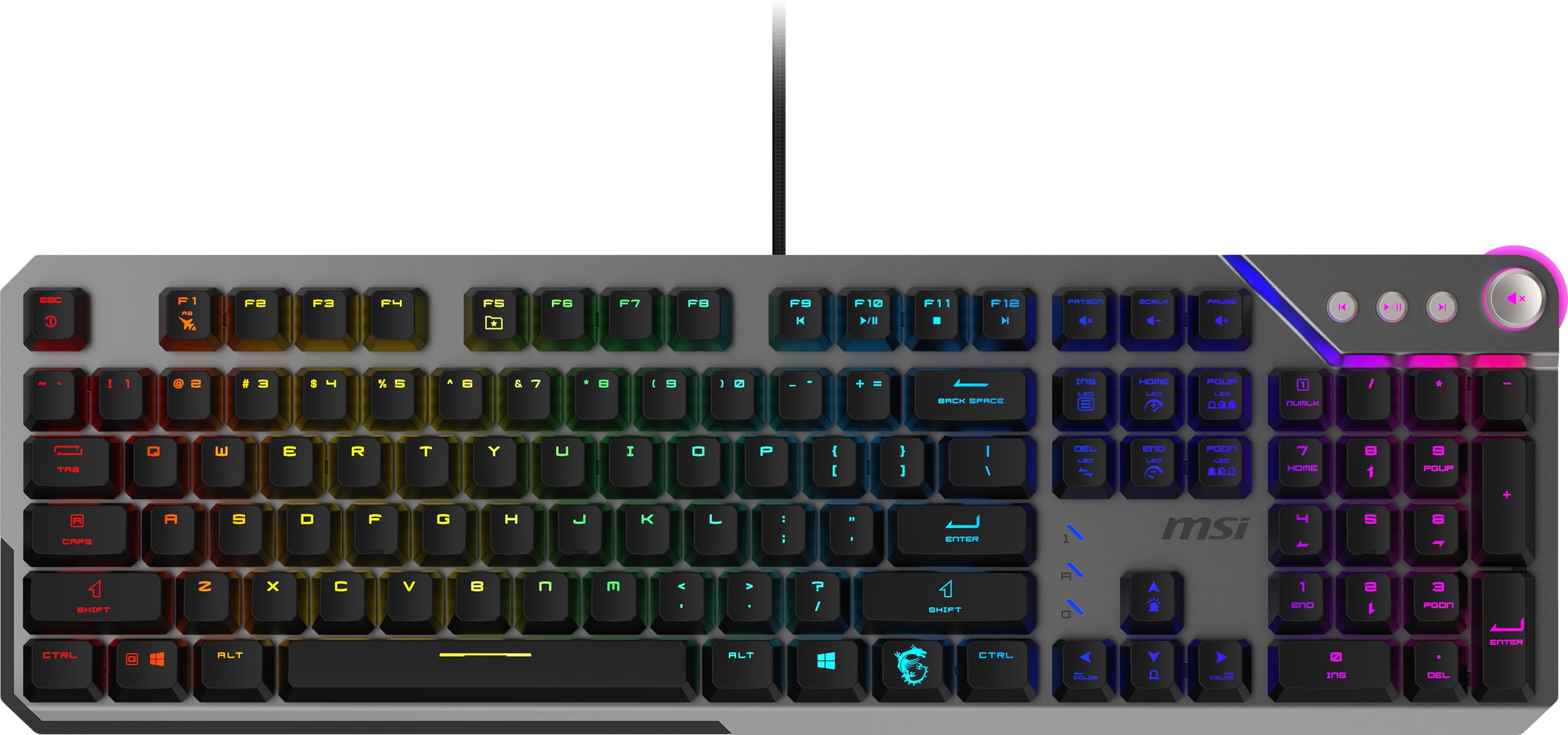 MSI Vigor GK71 Sonic Mechanical Gaming Keyboard (UK Layout) - MSI Sonic Red Switches (Linear), Ergonomic Keycaps, Anti-slip Base, Per-key RGB Mystic Light, USB 2.0 - Full-Sized
