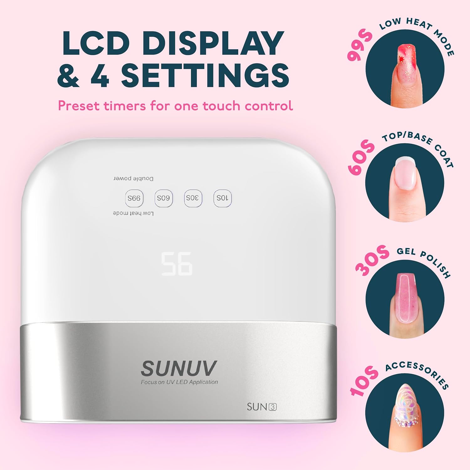 SUNUV Led Nail Lamp,Professional Nail Dryer for Gel Polish Curing Light Machine, with Automatic Sensor and LCD Display for Home and Nail Salon