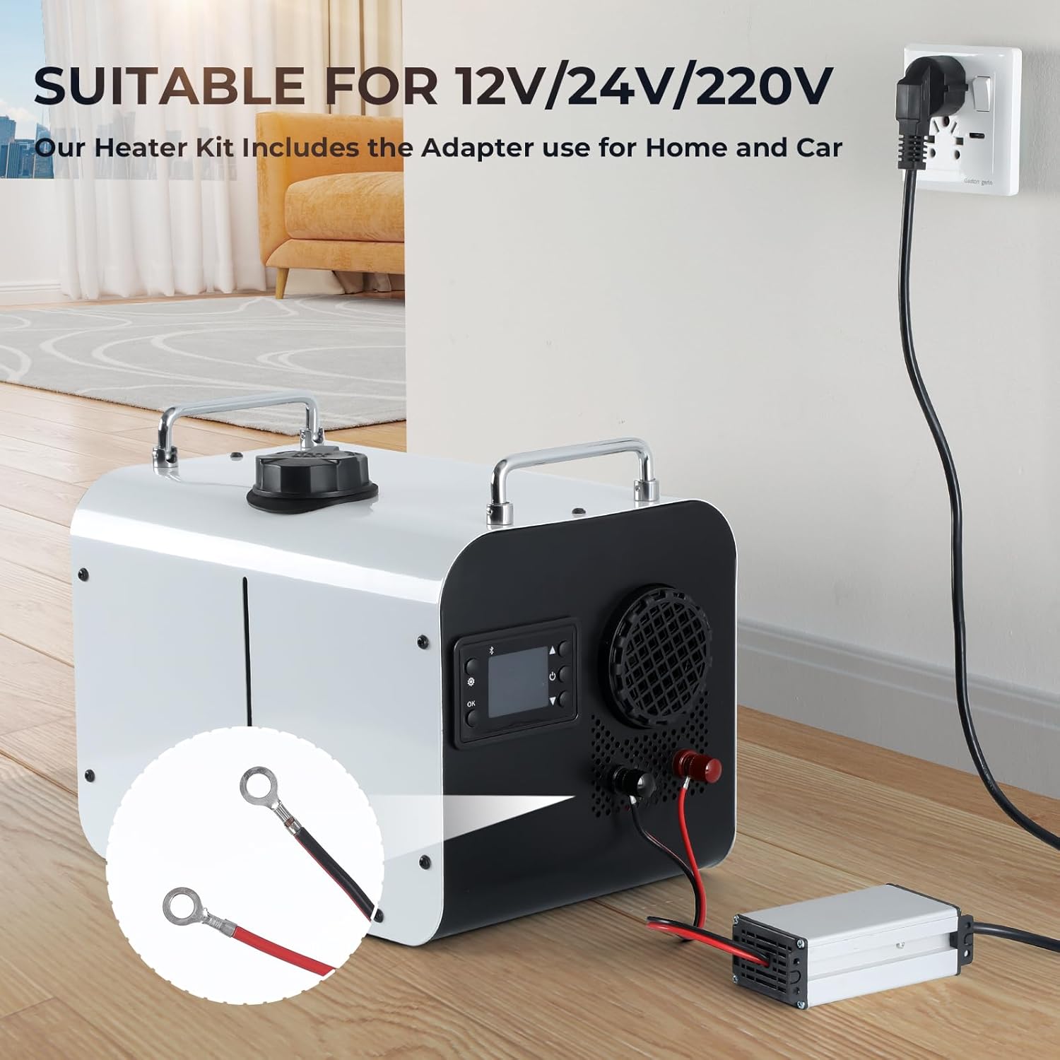 GEARFLOW Diesel Air Heater, 8KW 12V/24V Portable Night Parking Heater w/LCD Display, Remote Control, Bluetooth APP Control, Low Noise, for Campervan, Trucks, Camper, Vans, RV, Motorhome, Garage