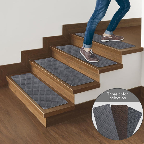 Triceratops 20cmx76cm (14-Pack) Stair Treads Carpet Non-Slip, Indoor Stair Runners for Wooden Steps, with Non Skid Rubber Backing Removable Washable