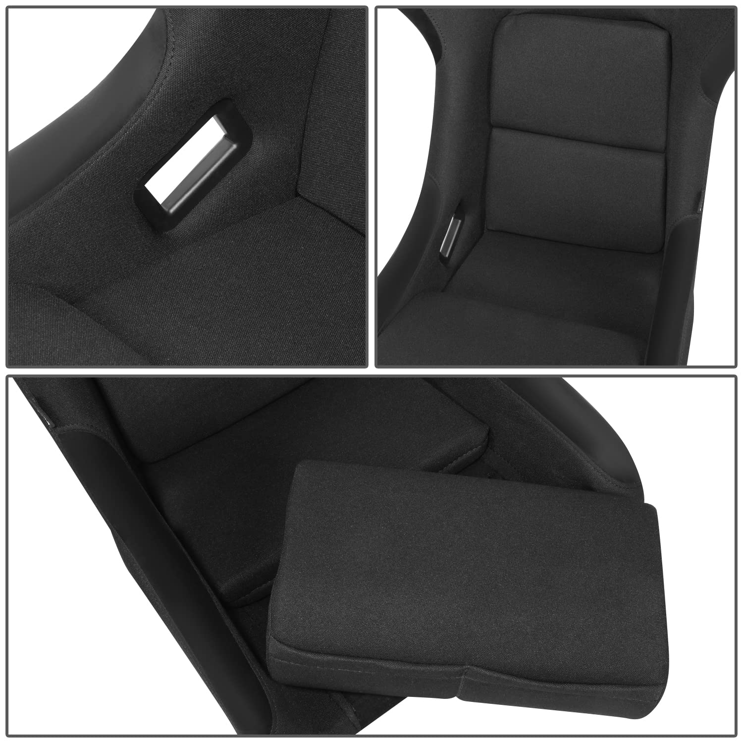 NRG Innovations Fixed Back Sport Bucket Seat - FRP Fiber Glass - Large - Part # FRP-300 Black