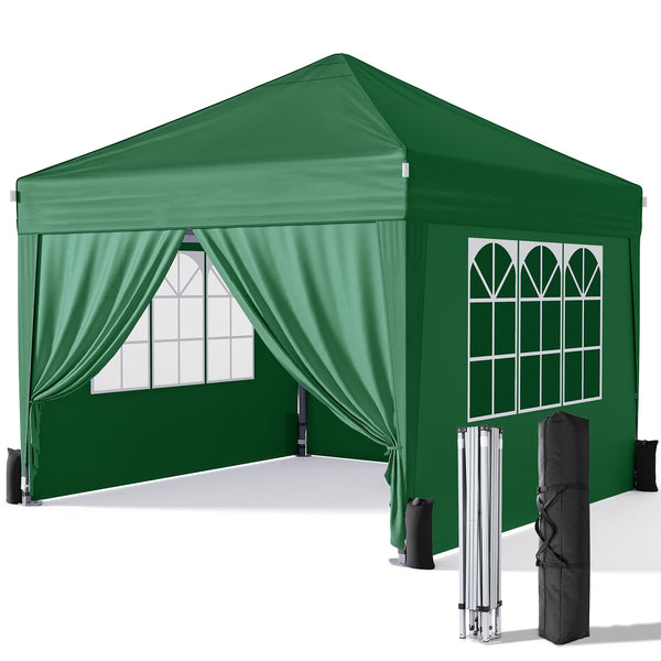 Driftalia Gazebo with Sides 3m x 3m, Waterproof Pop Up Gazebo with 4 Sandbags and Carry Bag for Parties, Camping, Commercial Events - Dark Grey