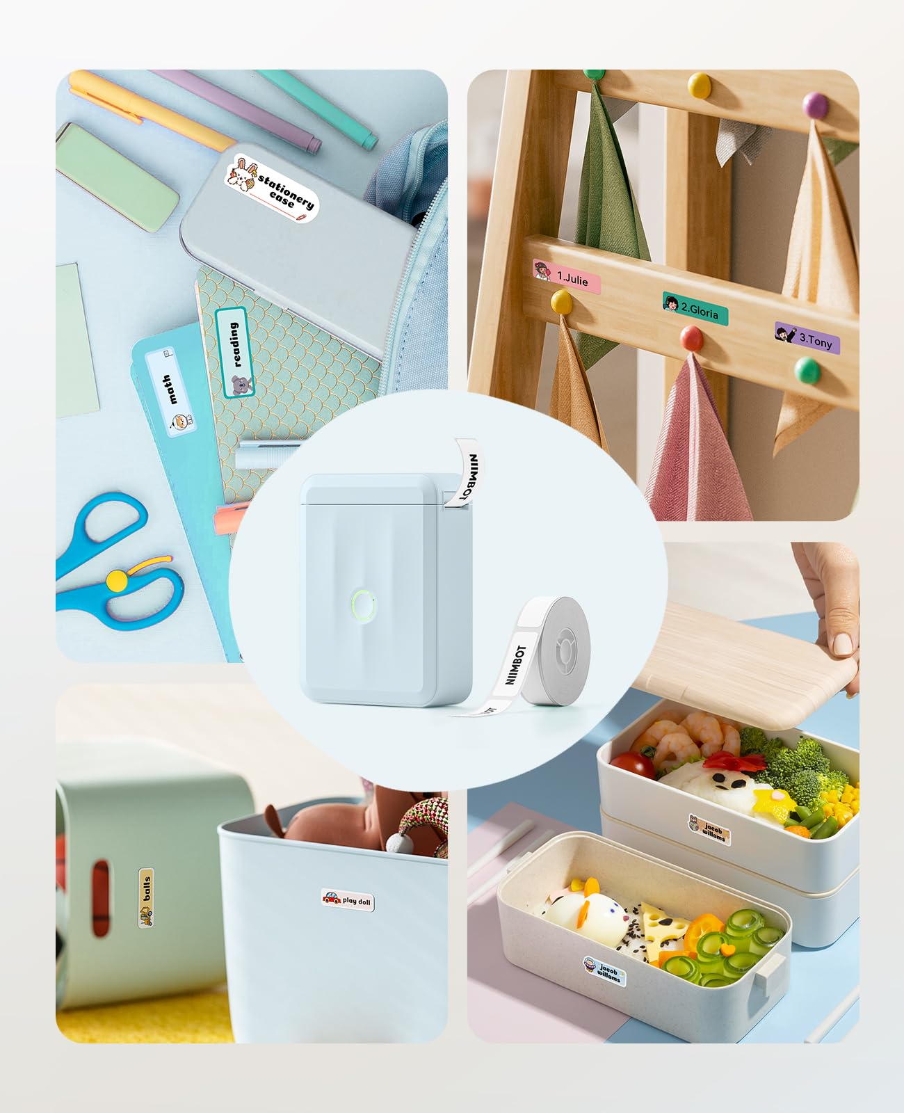 NIIMBOT Label Maker Machine, D110 Upgraded Version Sticker Printer Maker with 1 Roll White Starter Label Paper, Thermal Label Printer for School Office Home Organization