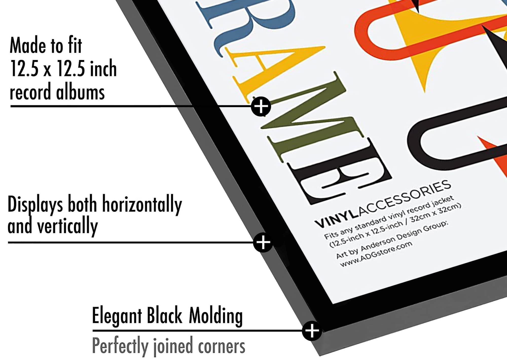 Americanflat 32x32 cm Vinyl Frame with Polished Plexi Cover - Set of 4 - Aluminium Vinyl Record Frame for Wall Display - Album Cover Display with