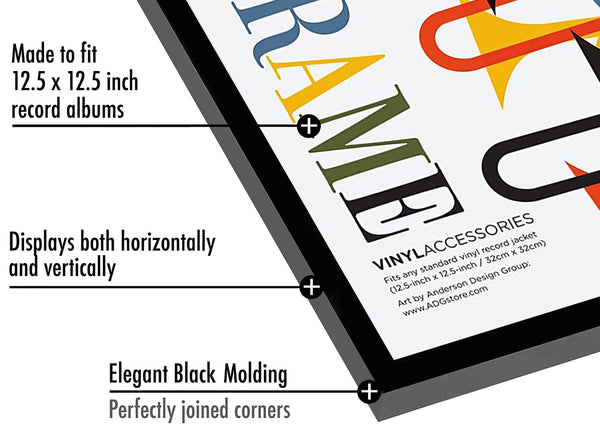 Americanflat 32x32 cm Vinyl Frame with Polished Plexi Cover - Set of 4 - Aluminium Vinyl Record Frame for Wall Display - Album Cover Display with