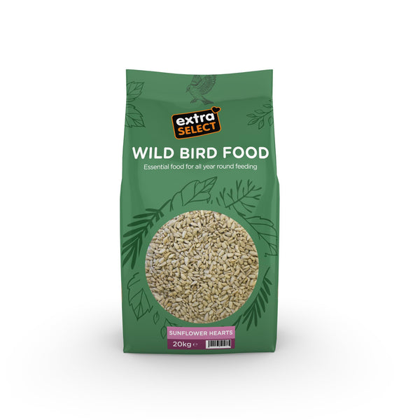 Extra Select Sunflower Hearts Bird Food 20kg - Husk-Free, Bakery Grade, Premium Wild Bird Seed