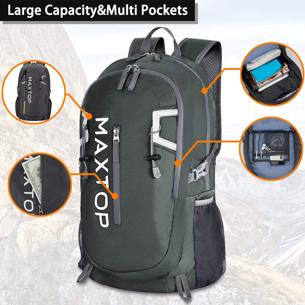 MAXTOP 40L Ultra Lightweight Packable Backpack Foldable Rucksack Water Resistent For Men Women Kids Outdoor Camping Hiking Travel Daypack Handy Durable