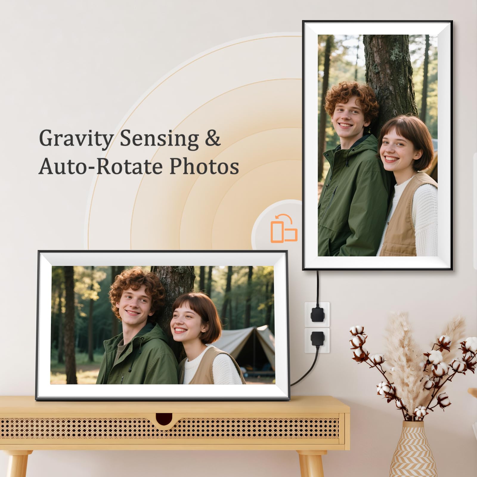 Hesmor 15.6 Inch Digital Photo Frame WiFi Frameo Picture Frame, 1920x1080 FHD IPS Touchscreen, 32GB Auto Rotate, Electronic Photo Frames Share Photos/Videos Anywhere