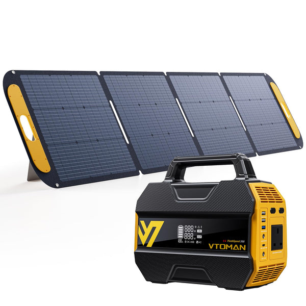 VTOMAN FlashSpeed 300 Portable Power Station Up to 600W Output, 230Wh Solar Generator with LiFePO4 Battery, Fast Charging 100W USB-C, 3000 Cycles, 6 Outlets for Home, Camping, RV, Fishing