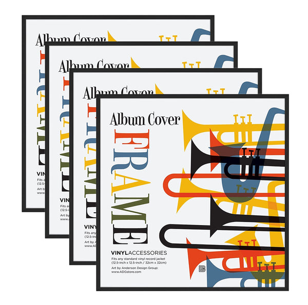 Americanflat 32x32 cm Vinyl Frame with Polished Plexi Cover - Set of 4 - Aluminium Vinyl Record Frame for Wall Display - Album Cover Display with