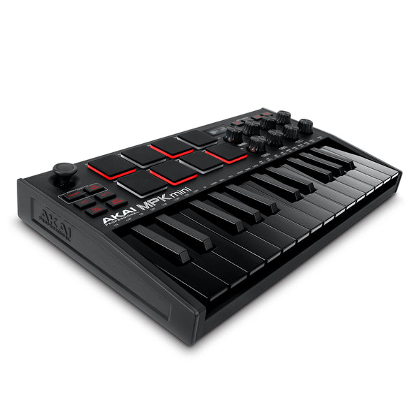 Akai Professional MPK Mini MK3 - 25 Key USB MIDI Keyboard Controller with 8 Backlit Drum Pads, 8 Knobs and Music Production Software and Native Instruments Sound Package (NKS Integration)