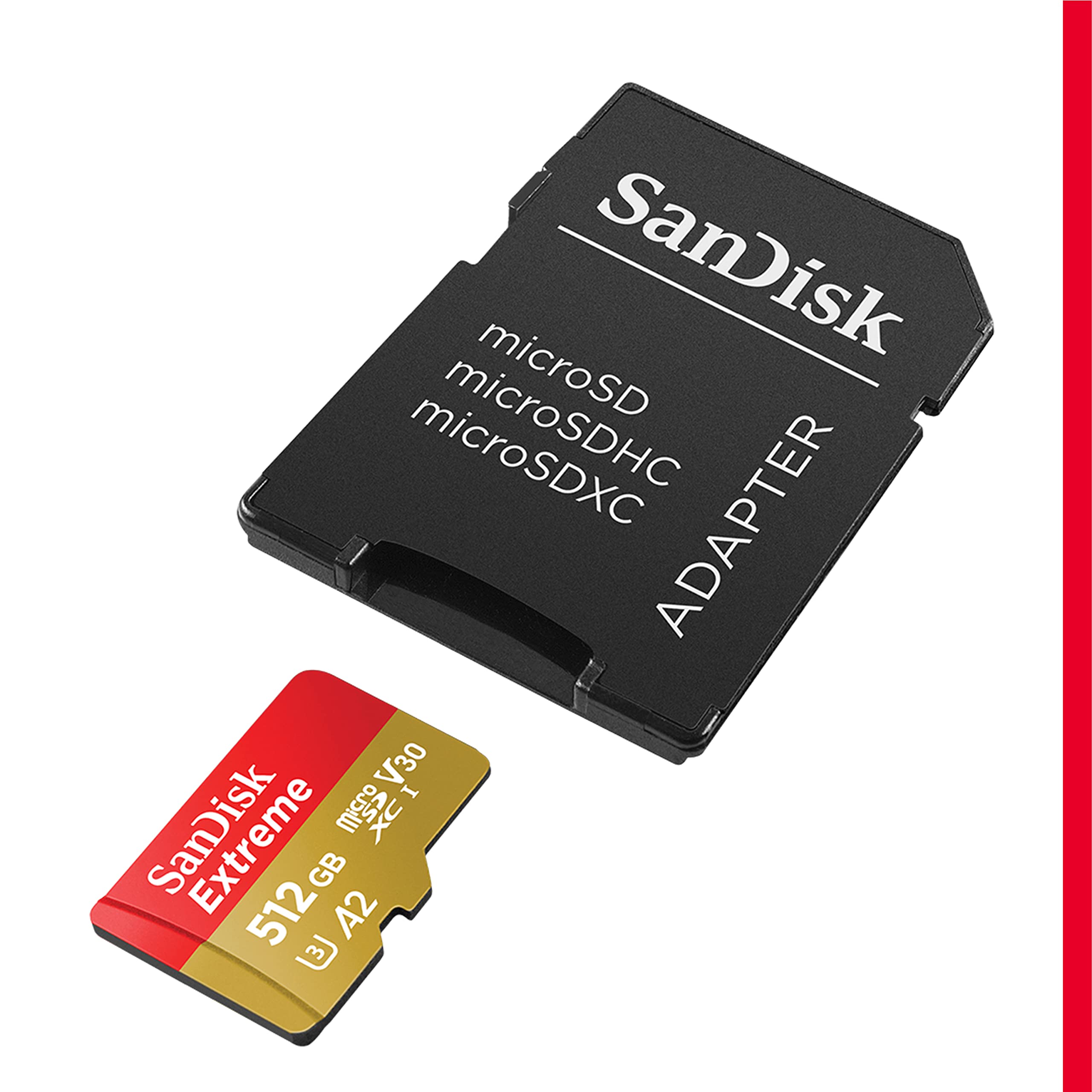 SanDisk 128GB Extreme microSDXC card +SD adapter, microSD card for smartphones, action cameras, drones, V30, up to 190 MB/s, SanDisk QuickFlow Technology, RescuePro Deluxe, UHS-I, 4k, V30, A2, U3
