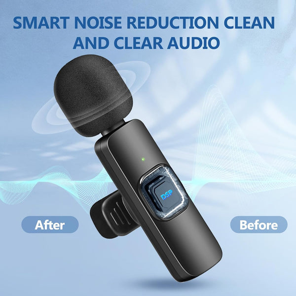 Wireless Lavalier Microphone for iPhone - iPad, Android Phone,Computer,Mini Microphone with Noise Reduction and Crystal Sound for Live Streaming,Video Recording, YouTube,Vlog,TikTok