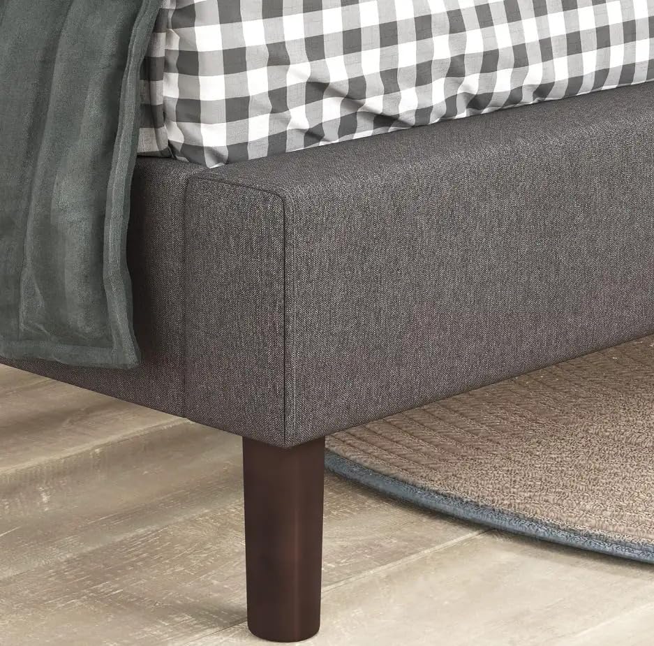 Zinus Arnav Super King Bed frame - Bed 180x200 cm - 26 cm Height - Metal bed frame with Wood slat support - Black