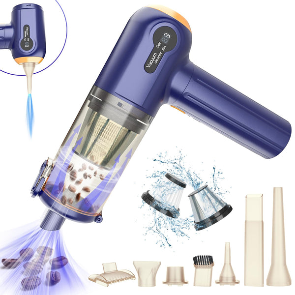 Handheld Car Vacuum Cleaner, 15000Pa Powerful Vacuum Cleaner Cordless, 3 in 1 Lightweight Vacuum & Blower Dust Buster, LED Display, USB Rechargeable Mini Cleaner for Car, Home and Pet Hair Cleaning