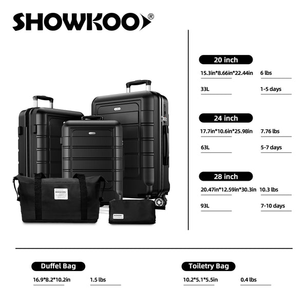 SHOWKOO Suitcase Large 28-Inch Expandable PC+ABS Hard Shell Travel Luggage Lightweight Durable High Capacity with Double Spinner Wheels TSA Lock, 28" Green