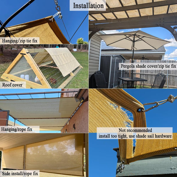 Vocray 90% Sun Shade Cloth for Garden, 1.8X3M Breathable Sunshade Mesh Fabric with Grommets, UV Protection Shade Netting, Pergola Shade Roof Cover