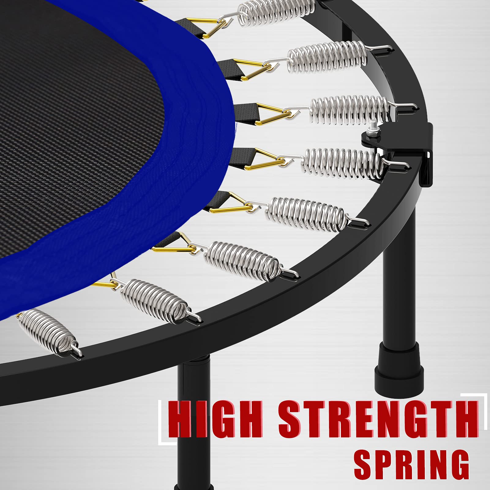 Kanchimi Folding Mini Fitness Indoor Exercise Workout Rebounder Trampoline with Handle, Max Load 150KG(Black Blue)