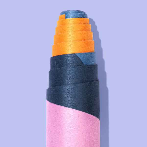 Downward Frog Printed Yoga Mat for Bikram, Hot Yoga, Fitness & Pilates - Light, Foldable, Travel Mat - Eco Natural Rubber, Vegan, Microfibre Towel