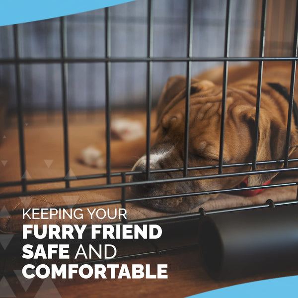 Furdreams 42-Inch Dog Cage Crate – Heavy Duty Black Metal Folding Crate with 2 Doors (Front & Side), Chew-Resistant Plastic Base Tray, and Carrier Handle – Ideal for Puppy Training (107 x 68.5 x 77cm)