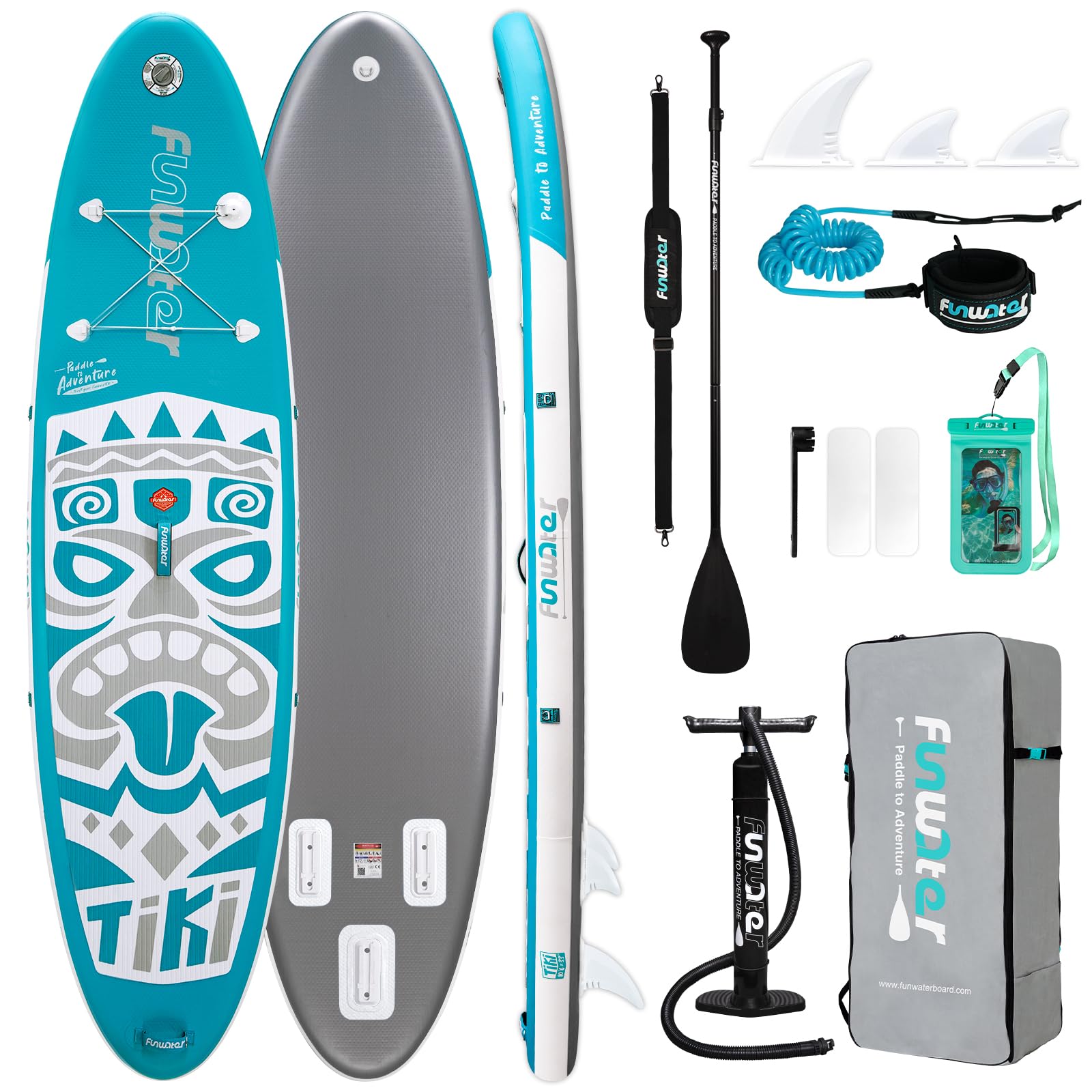 FunWater Inflatable Stand UP Paddle Board Ultra-Light Green Pink Everything Included ISUP, Adj Paddle, Pump, SUP Backpack, Leash, Waterproof Bag, Non-Slip Deckpad Youth