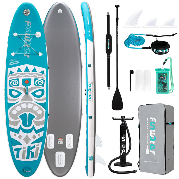 FunWater Inflatable Stand UP Paddle Board Ultra-Light Green Pink Everything Included ISUP, Adj Paddle, Pump, SUP Backpack, Leash, Waterproof Bag, Non-Slip Deckpad Youth