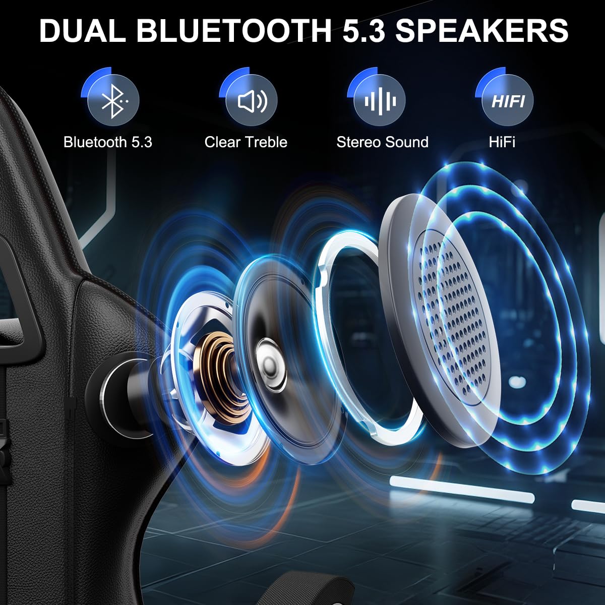 bigzzia Ergonomic Gaming Chair - Gamer Chairs with Lumbar Cushion + Headrest, Height-Adjustable Office & Computer Chair for Adults (without footrest, White)